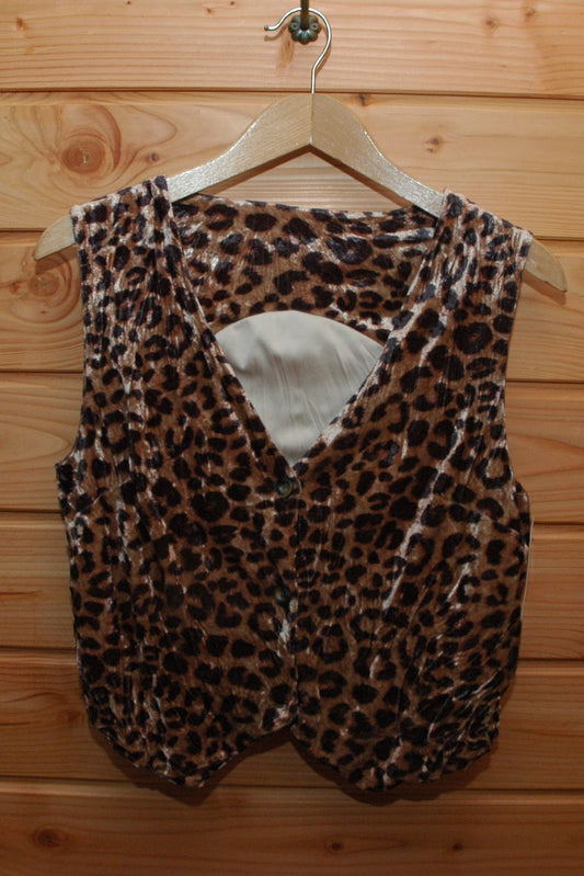 Gilet léopard velours