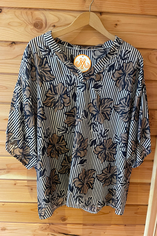 Blouse imprimée rayée XL